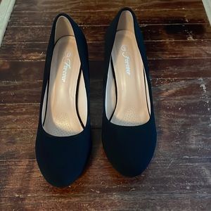 “Forever” size 9 black suede high heels